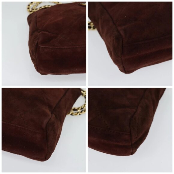 PRADA Chain Shoulder Bag Suede Brown Gold Auth - Picture 16 of 16